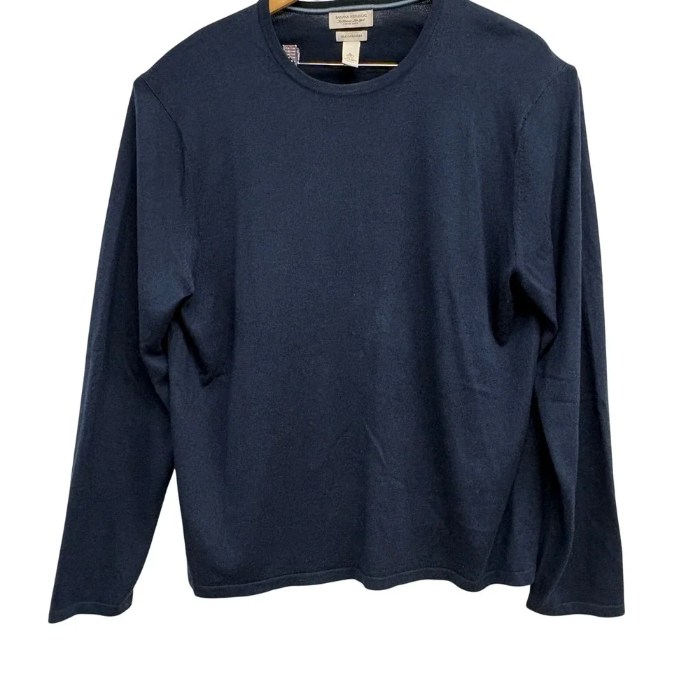 Banana Republic Mens XL Navy Blue Silk Cashmere Crewneck Sweater 525913-04